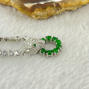 Type A Icy Green Omphasite Jadeite Panther with Crystals in S925 Crystals Necklace 13.38g 3.3 by 1.5mm 8pcs - Huangs Jadeite and Jewelry Pte Ltd