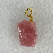 Natural Strawberry Quartz Fortune Cat Charm 3.76g 18.3 by 13.0 by 9.1mm - Huangs Jadeite and Jewelry Pte Ltd