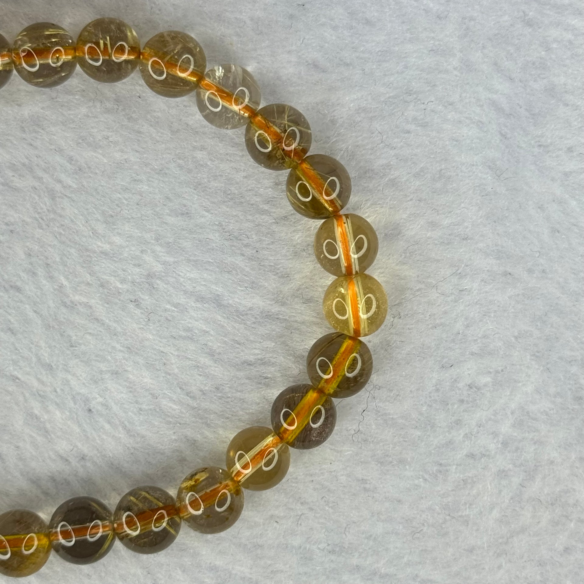 Natural Copper Rutilated Quartz Beads 銅髮晶 12.86g 15cm 7.3mm 26 Beads - Huangs Jadeite and Jewelry Pte Ltd