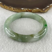Natural Type A Jelly Light Green with Blueish Green Piao Hua Flora Jadeite Bangle 60.75g Inner Diameter 60.8mm 12.3 by 9.4mm (Very Very Slight Internal Lines) - Huangs Jadeite and Jewelry Pte Ltd