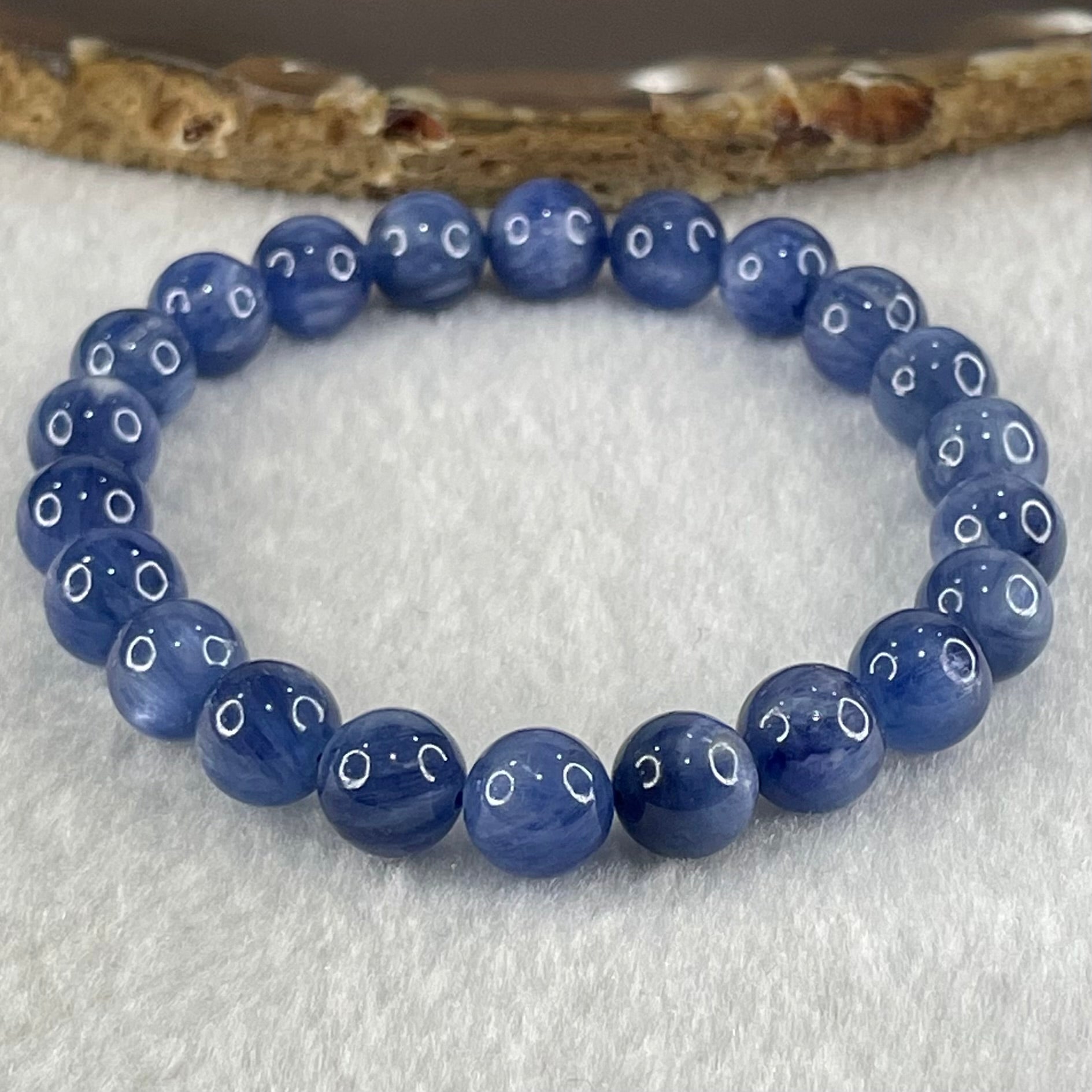 Natural Blue Kyanite Beads Bracelet 25.52g 15.5cm 8.8mm 22 Beads - Huangs Jadeite and Jewelry Pte Ltd