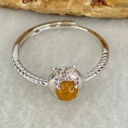 Type A Red Cabochon Jadeite in S925 Sliver Ring (Adjustable Size) 1.42g 4.5 by 3.2mm - Huangs Jadeite and Jewelry Pte Ltd