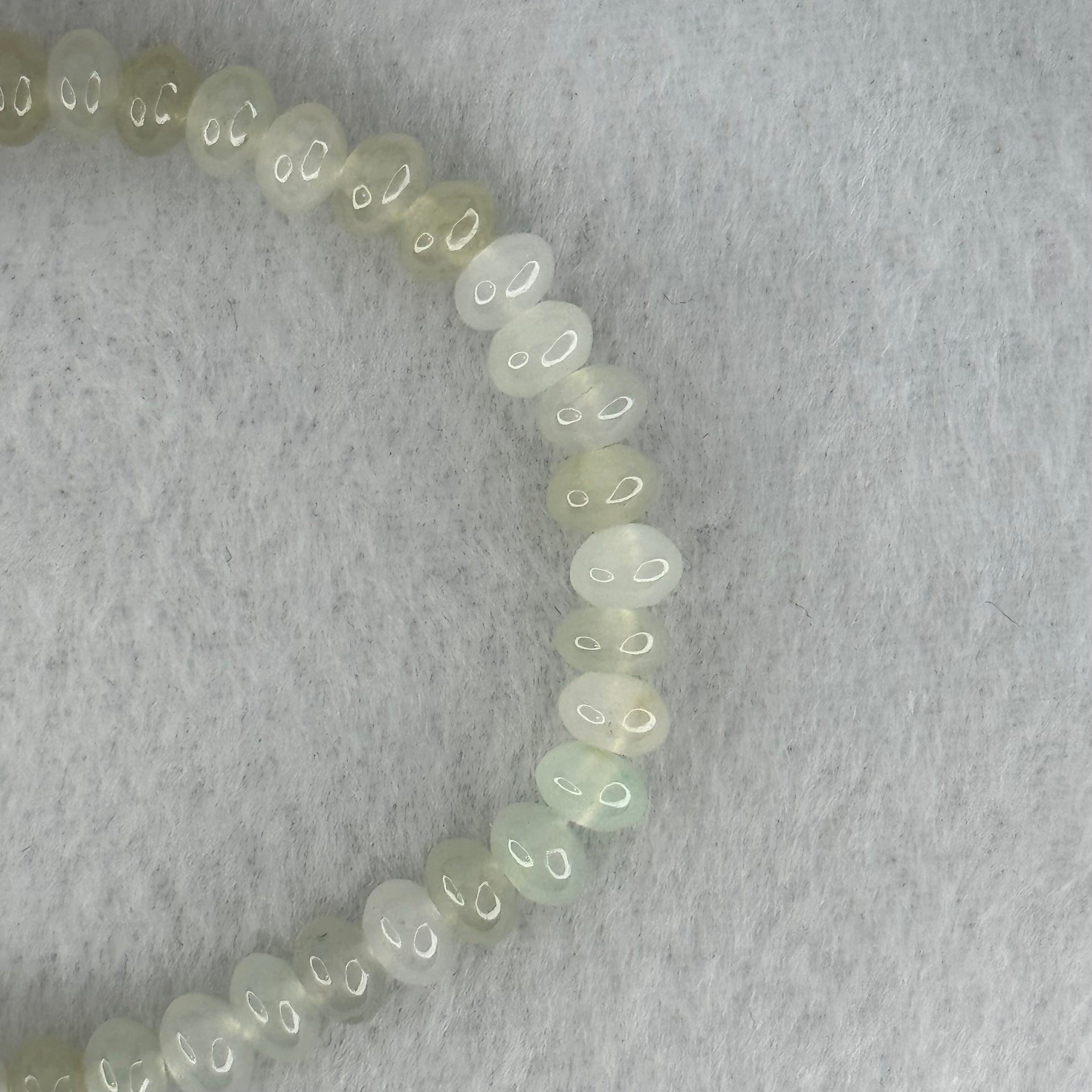 Type A Icy Faint Green to White  Jadeite Donut Beads Bracelet 10.325g 15.5cm 5.7mm 45 Beads - Huangs Jadeite and Jewelry Pte Ltd