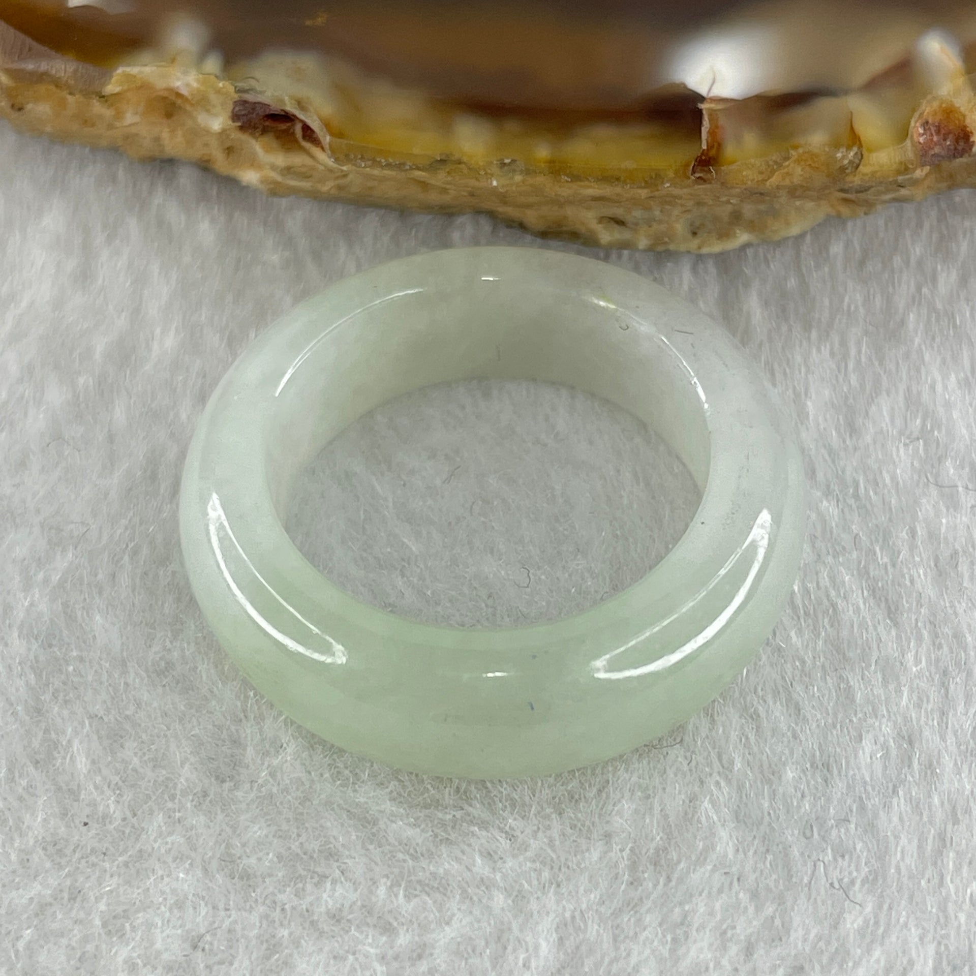 Type A Natural Faint Green to White Jadeite Ring 4.40g 6.5 by 4.8mm US 6.9 HK 15.2 (Very Very Slight Internal Line) - Huangs Jadeite and Jewelry Pte Ltd