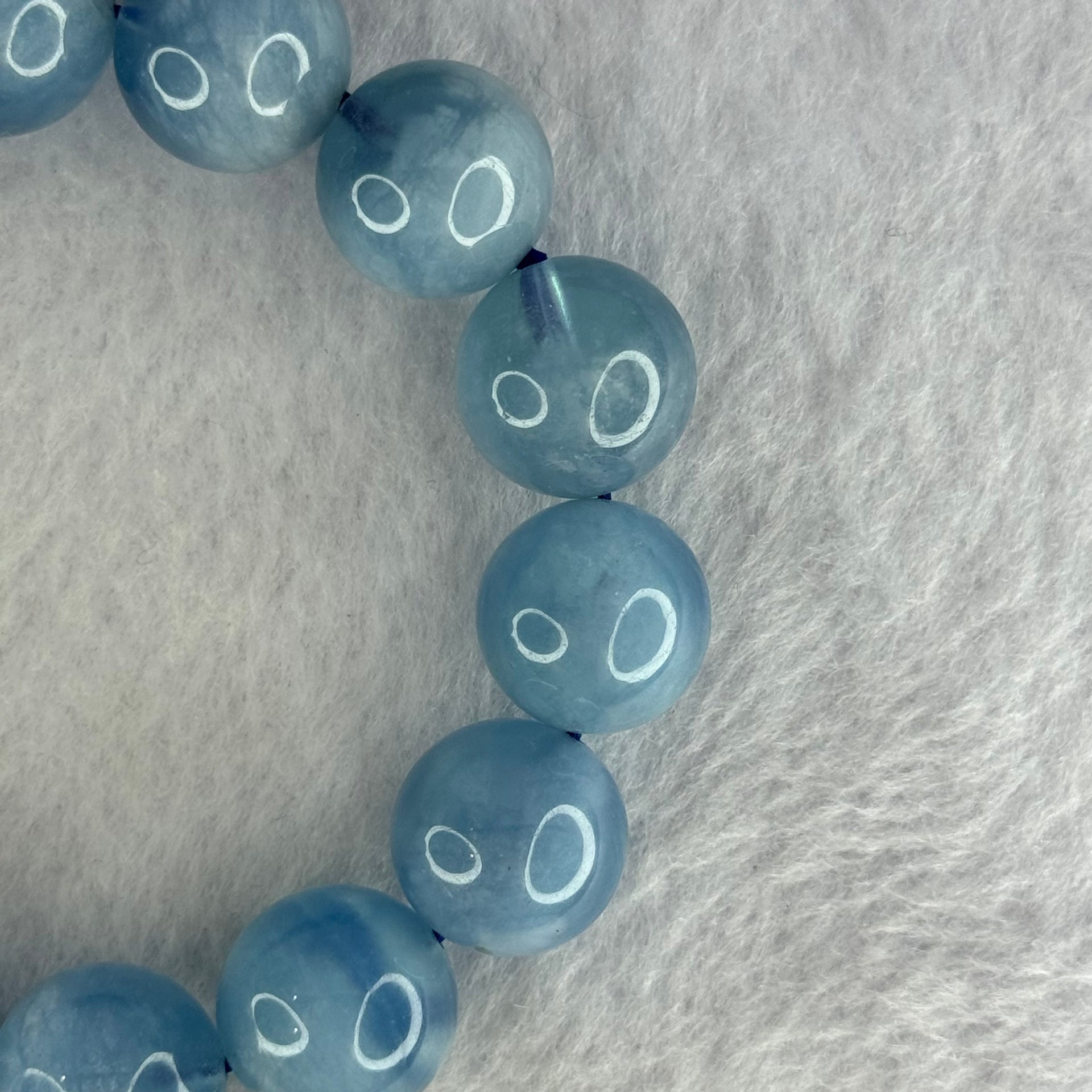 Natural Aquamarine Beads Bracelet 75.20g 19cm 15.8mm 14 Beads - Huangs Jadeite and Jewelry Pte Ltd