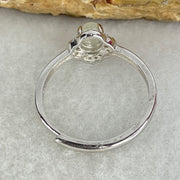 Type A Light Lavender Cabochon Jadeite in S925 Sliver Clover Ring (Adjustable Size) 1.15g 4.4 by 3.5mm - Huangs Jadeite and Jewelry Pte Ltd