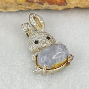 Rare Natural Blue Dumortierite Rutilated Quartz in S925 Sliver Rabbit Pendant 2.35g 9.5 by 6.2 by 4.0mm - Huangs Jadeite and Jewelry Pte Ltd