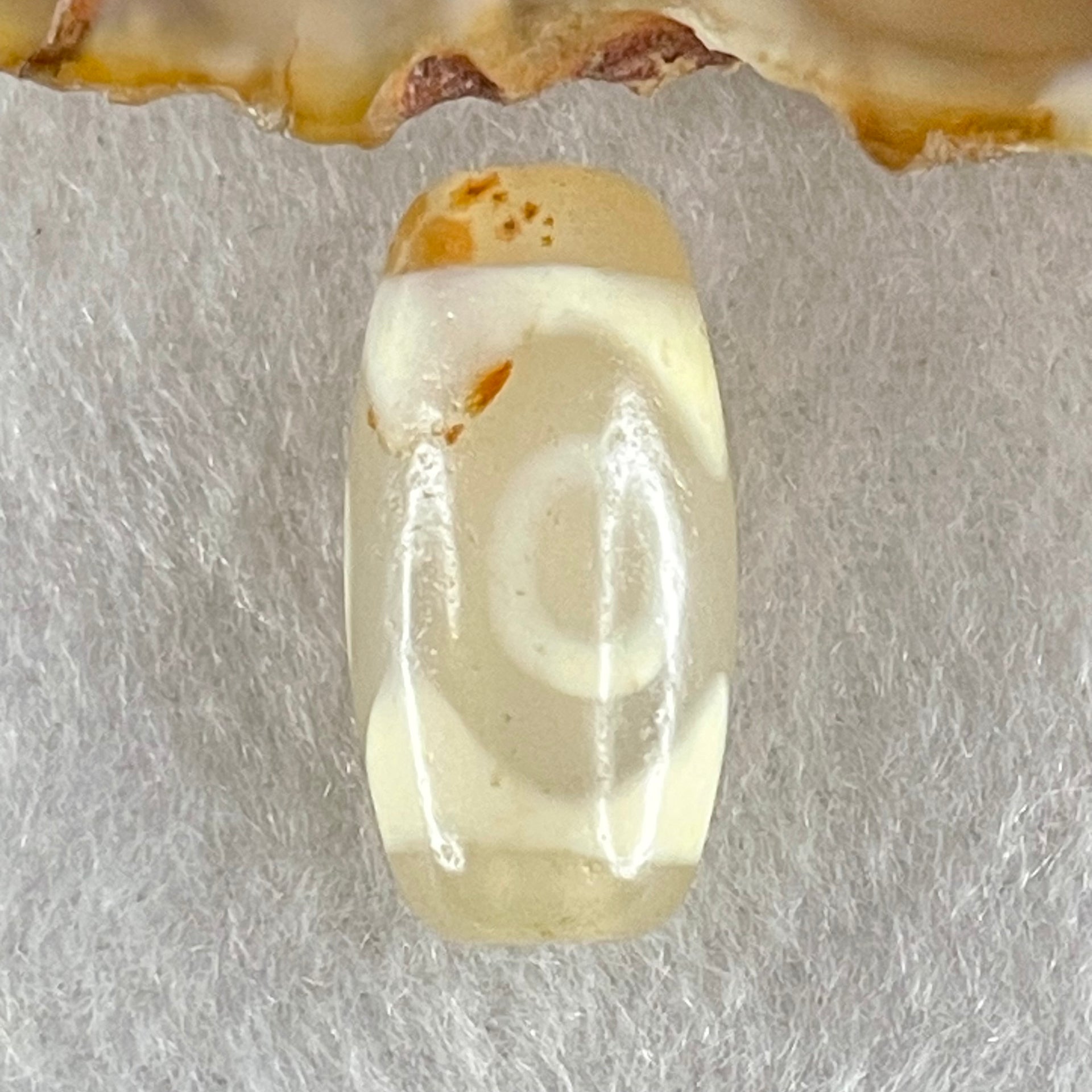 Natural Powerful Tibetan Old Oily Agate 3 Eyes Dzi Bead Heavenly Master (Tian Zhu) 三眼天诛 2.98g 20.1 by 10.2mm - Huangs Jadeite and Jewelry Pte Ltd