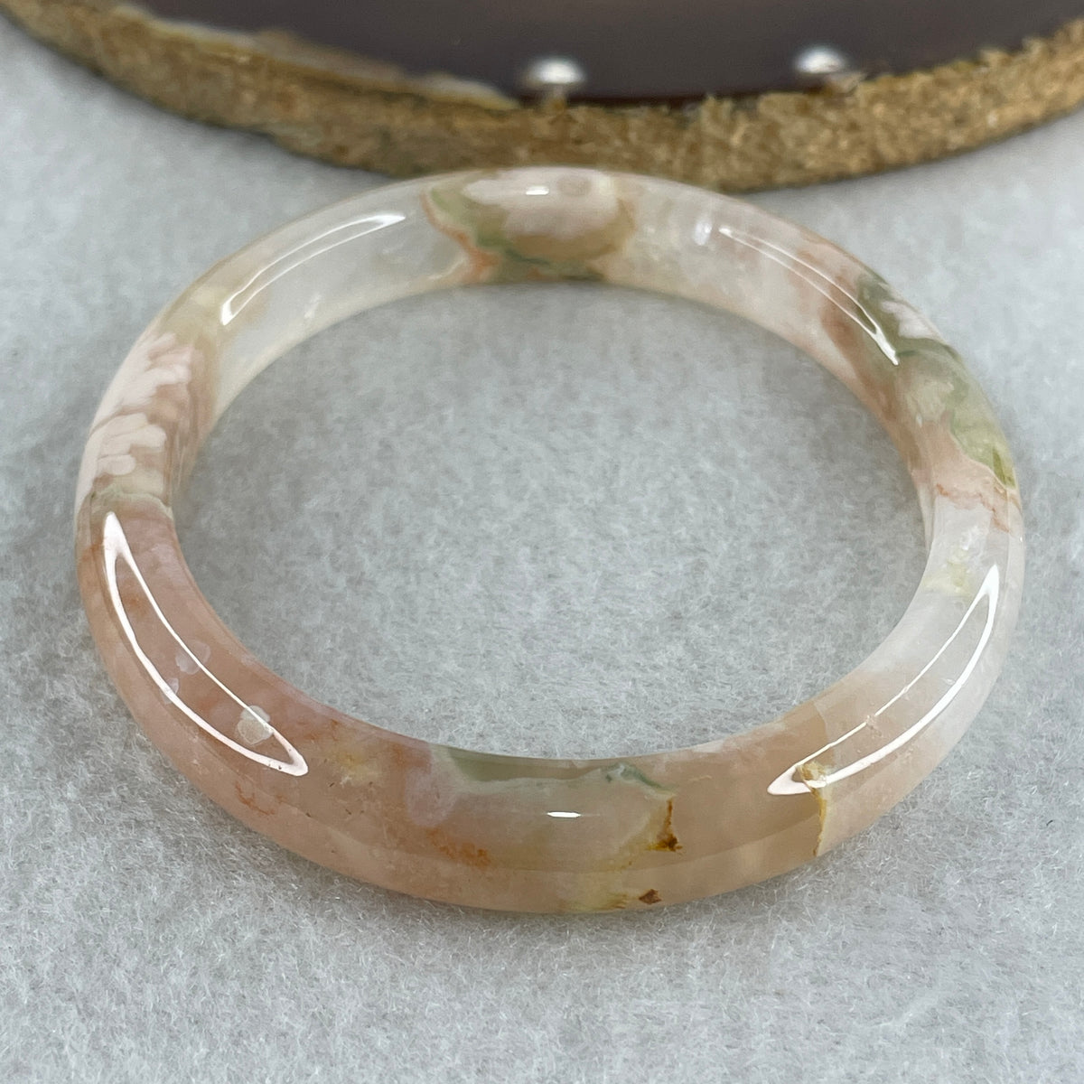 Natural Pink Flower Agate Oval Bangle Set | (68.69g | 55.6mm ID | 9.0 x 6.9mm | Blooming Self-Love & Emotional Renewal Anchor, Feng Shui Harmony & Sovereign Guifei Stacking Bangle Set) - Huangs Jadeite and Jewelry Pte Ltd