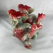 Antique Natural Red Green Marble Long Gui Dragon Turtle Pair Total Weight 2,753.5g each about 155.0 by 70.0 by 11.0mm (Slight Chips) - Huangs Jadeite and Jewelry Pte Ltd