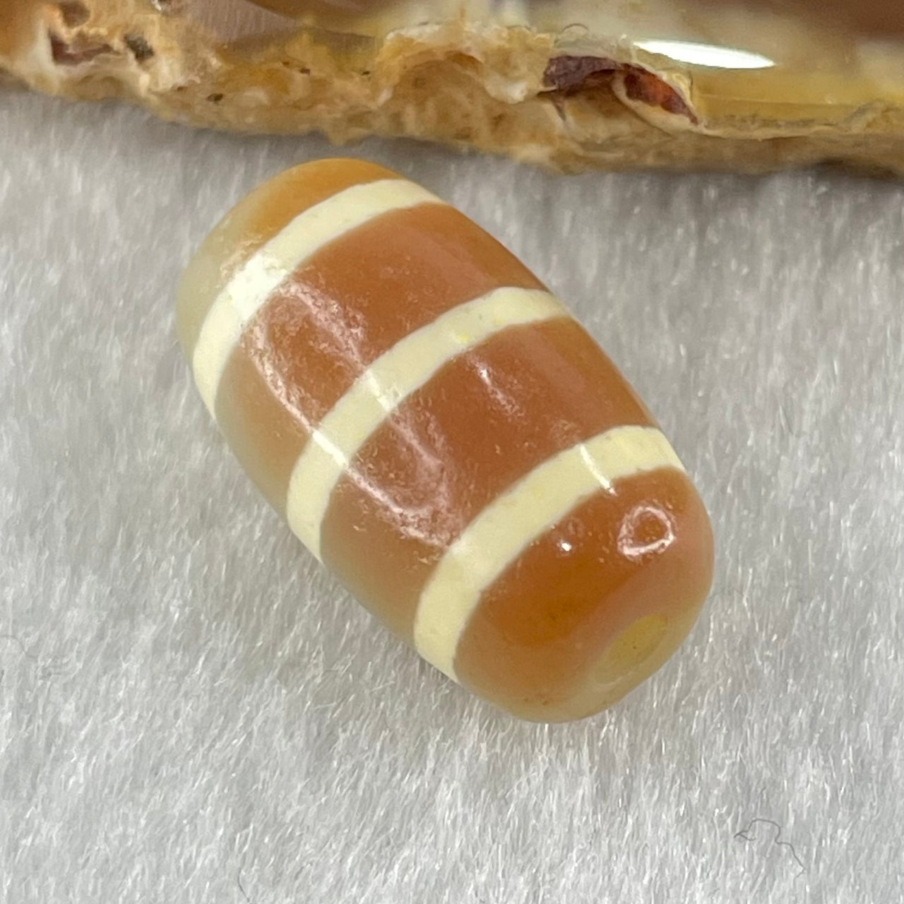 Natural Powerful Tibetan Old Oily Agate 3-Lines Dzi Bead Heavenly Master (Tian Zhu) 三行天诛 3.01g 18.3 by 10.4mm - Huangs Jadeite and Jewelry Pte Ltd