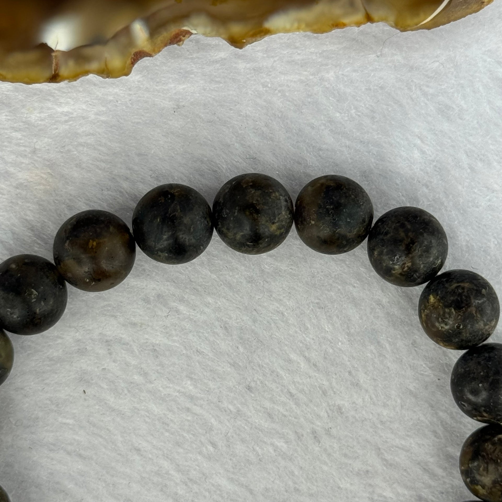 Natural Snow Medicine Amber King Beads Bracelet 天然白雪药王琥珀手链 9.11g 15.5cm 9.4mm 20 Beads - Huangs Jadeite and Jewelry Pte Ltd