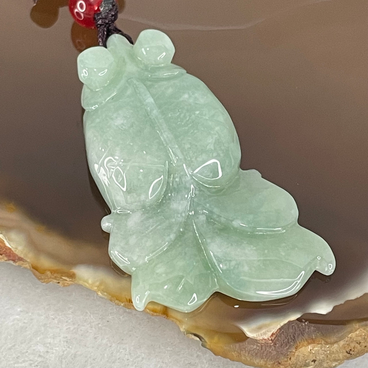 Type A Blueish Green Jadeite Goldfish Pendant 10.23g 37.0 by 22.11 by 7.4mm - Huangs Jadeite and Jewelry Pte Ltd