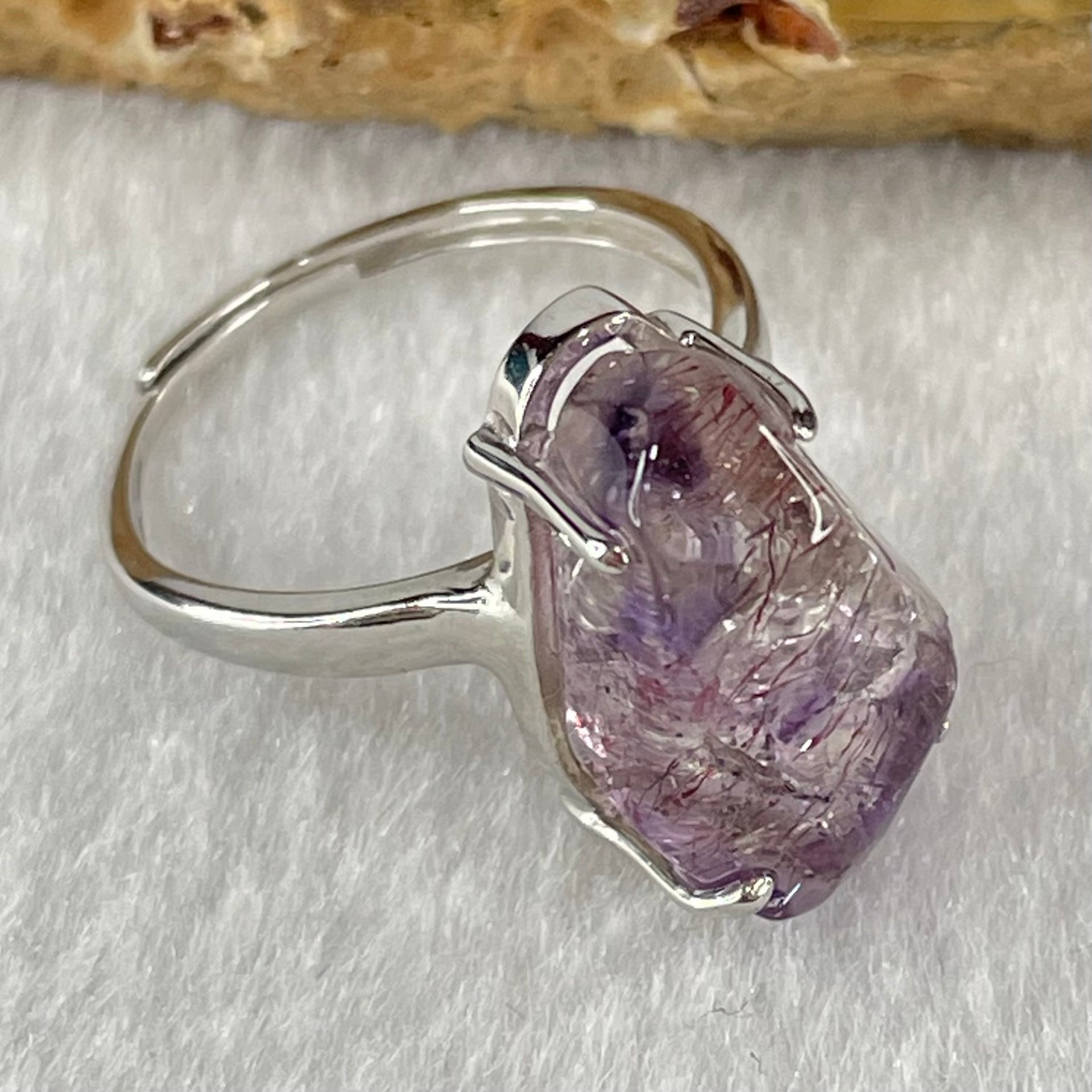 Natural Super 7 in S925 Sliver Ring (Adjustable Size) 4.25g 17.2 by 10.6 by 7.8mm - Huangs Jadeite and Jewelry Pte Ltd