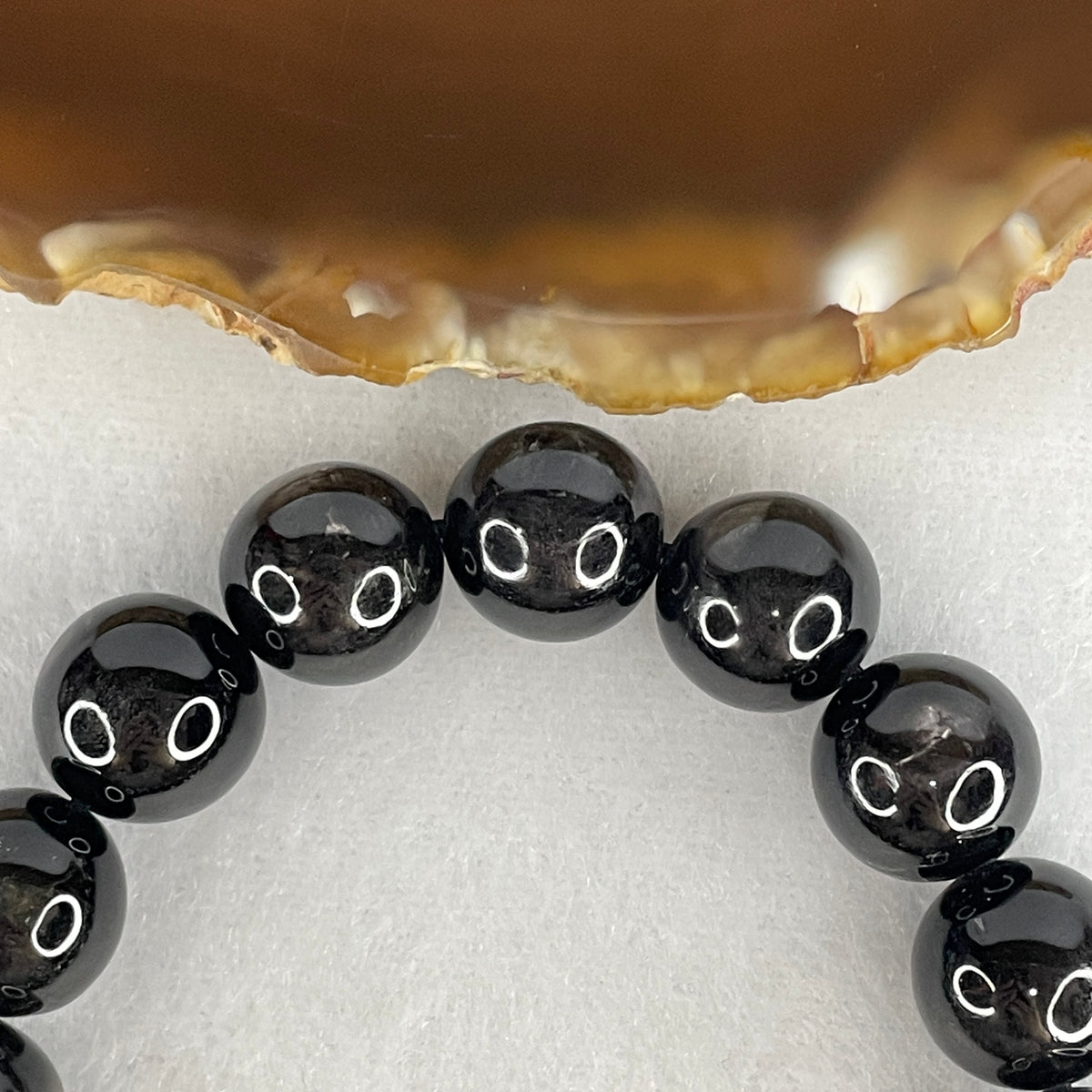 Certified Good Grade Natural Black Hypersthene Enstatite Beads Bracelet | 18cm Executive Strand of 18 Matched 12.1mm Statement Beads (56.90g | Metallic Silver Schiller Sheen | "Velvet Labradorite" Shielding & Laser Focus)