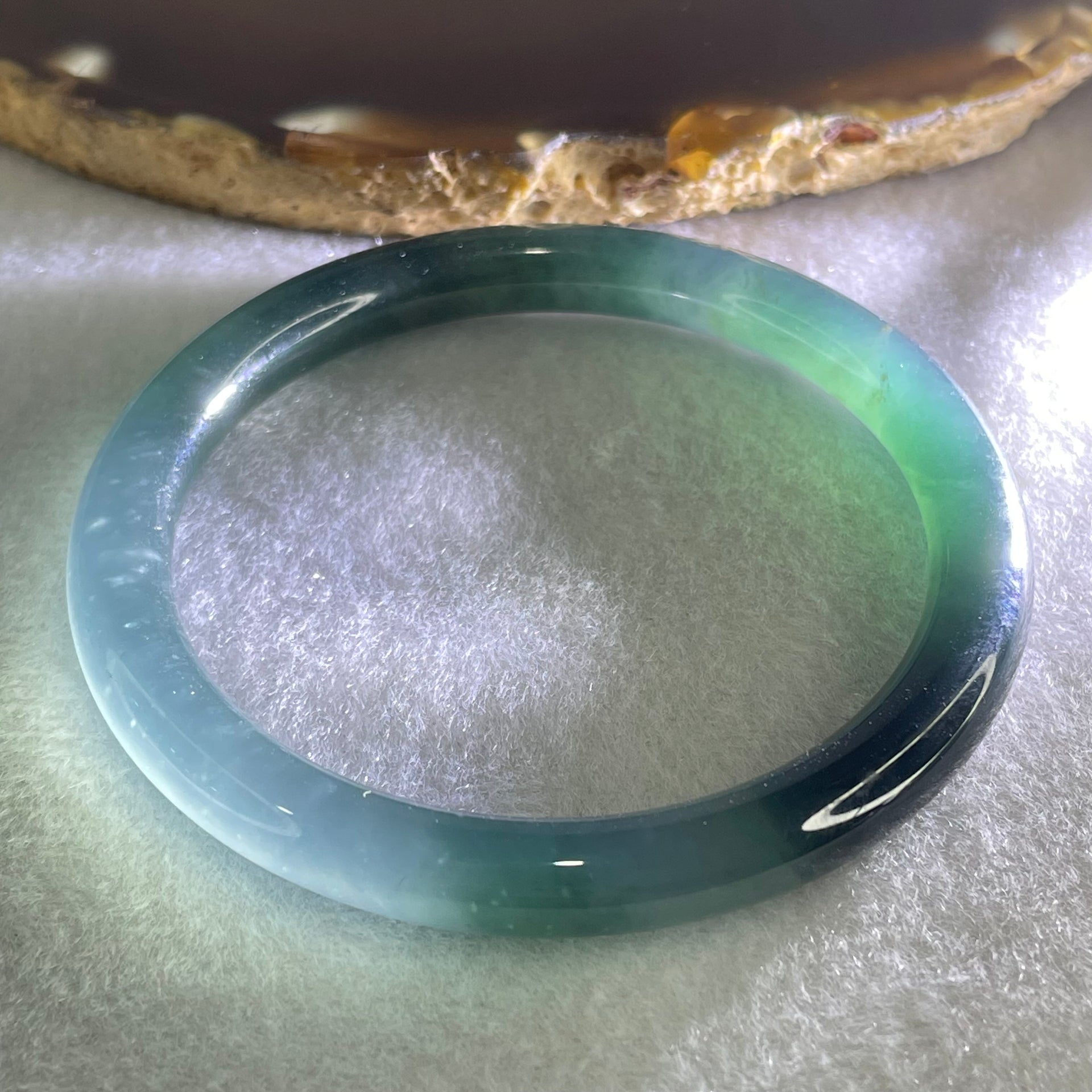 Type A Icy Blueish Green Jadeite Bangle 26.02g Inner Diameter 53.2mm 7.5 by 7.2mm (Close to Perfect) - Huangs Jadeite and Jewelry Pte Ltd