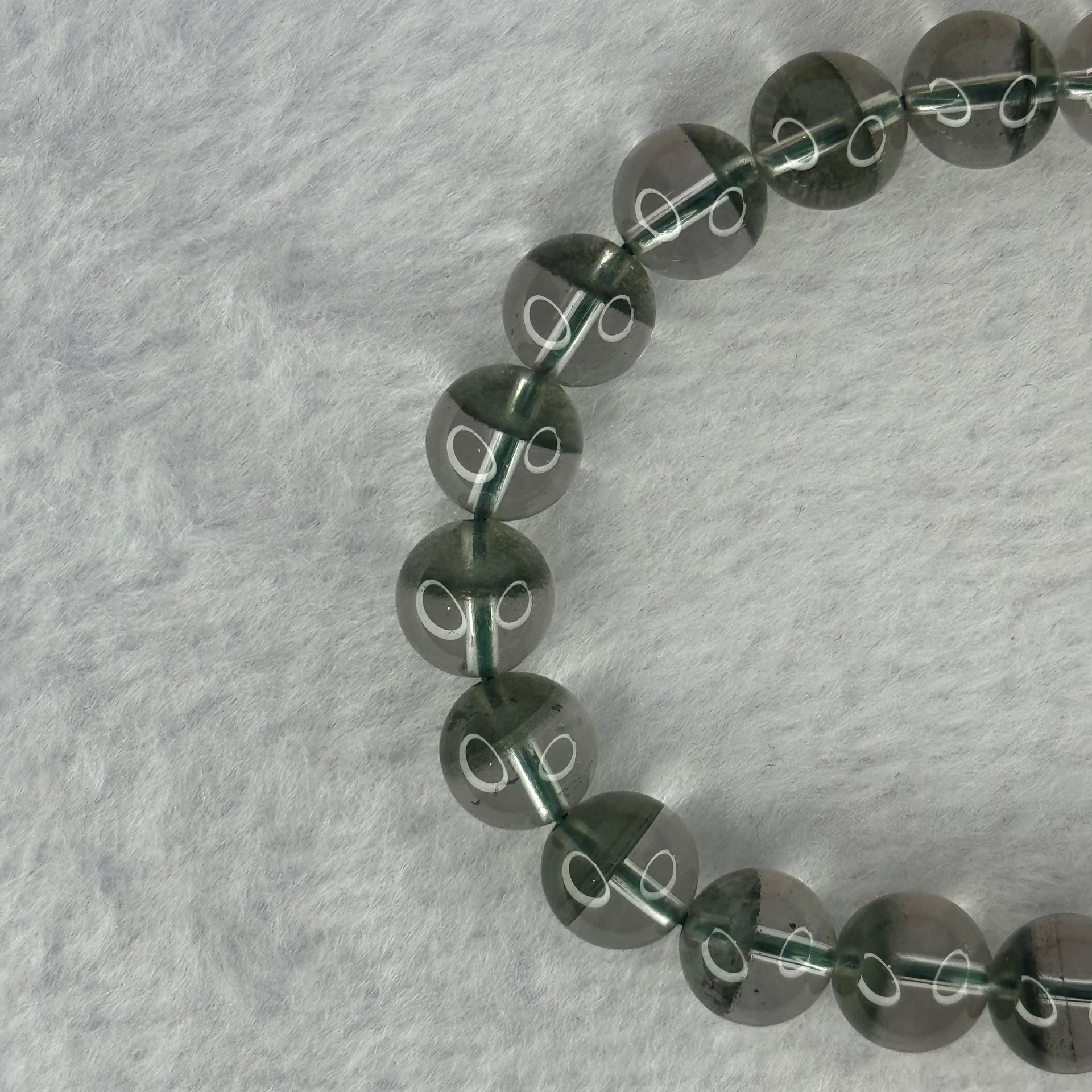 Very Good Grade Natural Green Phantom Quartz Beads Bracelet 23.28g 17cm 9.4mm 22 Beads - Huangs Jadeite and Jewelry Pte Ltd