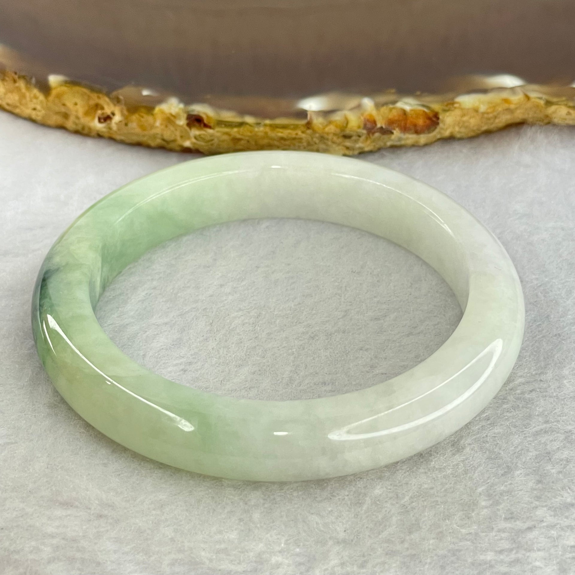 Type A Green Lavender with Dark Green Piao Hua Jadeite Bangle Internal Diameter 52.7mm 44.21g 10.1 by 8.4mm (Slight Internal Lines) - Huangs Jadeite and Jewelry Pte Ltd