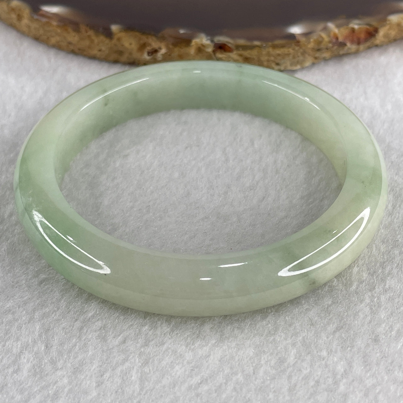 Certified Natural Type A Light Green with Light Yellow Spot Jadeite Bangle 51.49g Internal Diameter 56.9mm 10.5 by 8.8mm (Very Slight Internal Line)