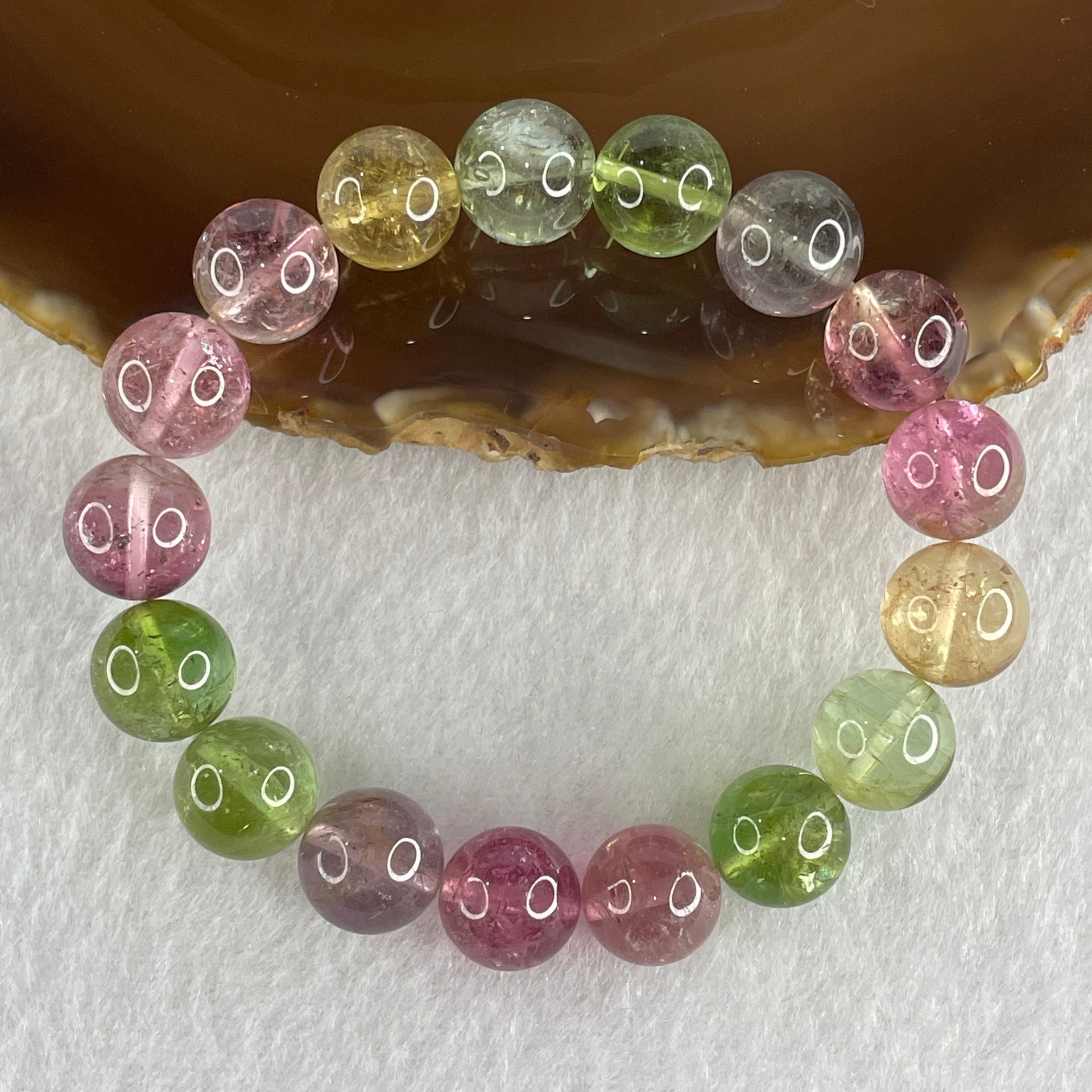 Very Good Natural Tourmaline Crystal Beads Bracelet 32.47g 14cm 10.9mm 17Beads - Huangs Jadeite and Jewelry Pte Ltd