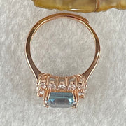 Natural Aquamarine with Crystals in S925 Sliver Rose Gold Color Ring (Adjustable Size) 2.90g 8.7 by 8.2 by 3.0mm - Huangs Jadeite and Jewelry Pte Ltd