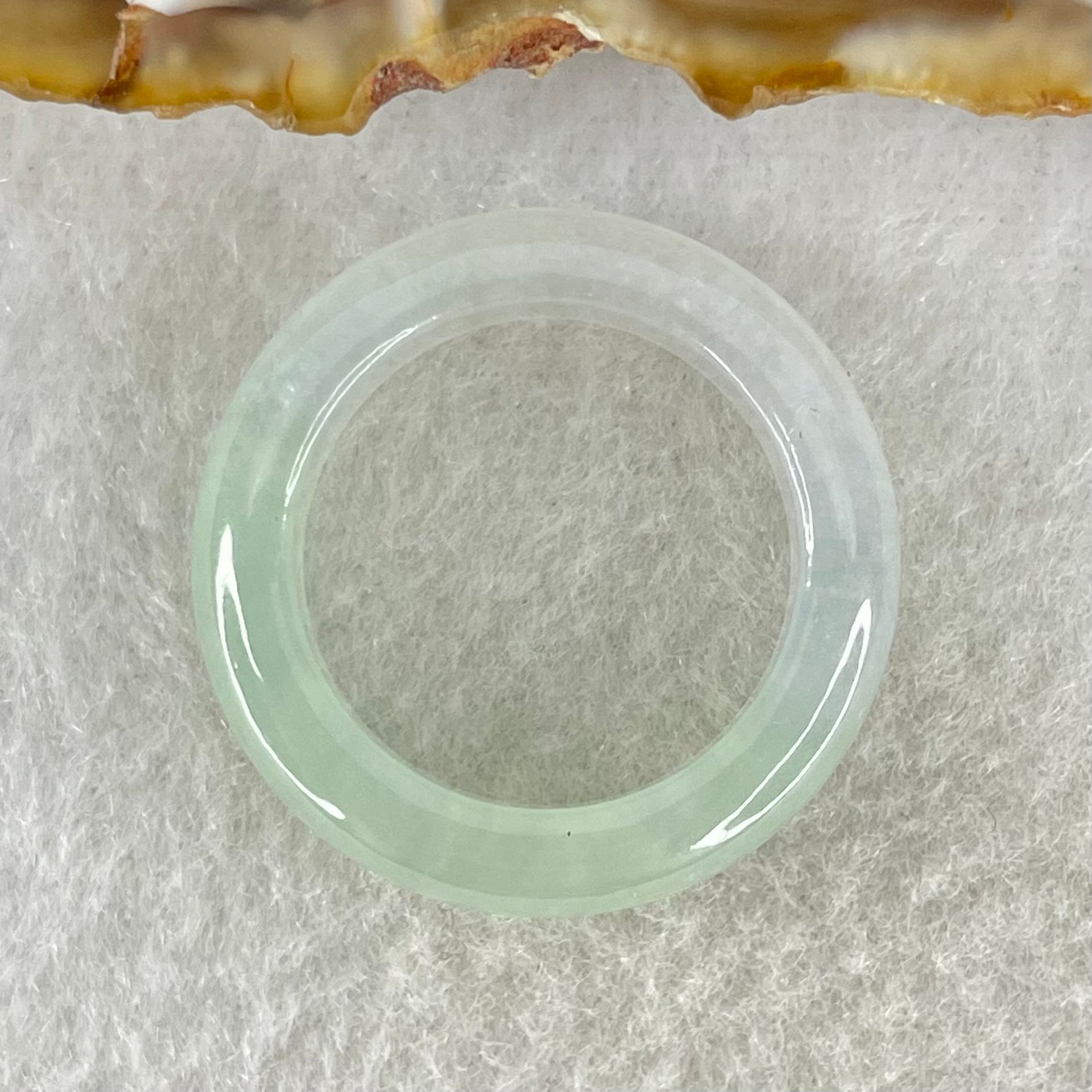 Type A Semi Icy Faint Green Jadeite Ring 4.54g 6.1 by 4.0mm US7.9 HK17.5 (Perfect) - Huangs Jadeite and Jewelry Pte Ltd