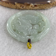Natural Type A Jelly Green Jadeite Qlin with Double Dragon Head Pendant 25.65g 49.5 by 6.4mm - Huangs Jadeite and Jewelry Pte Ltd