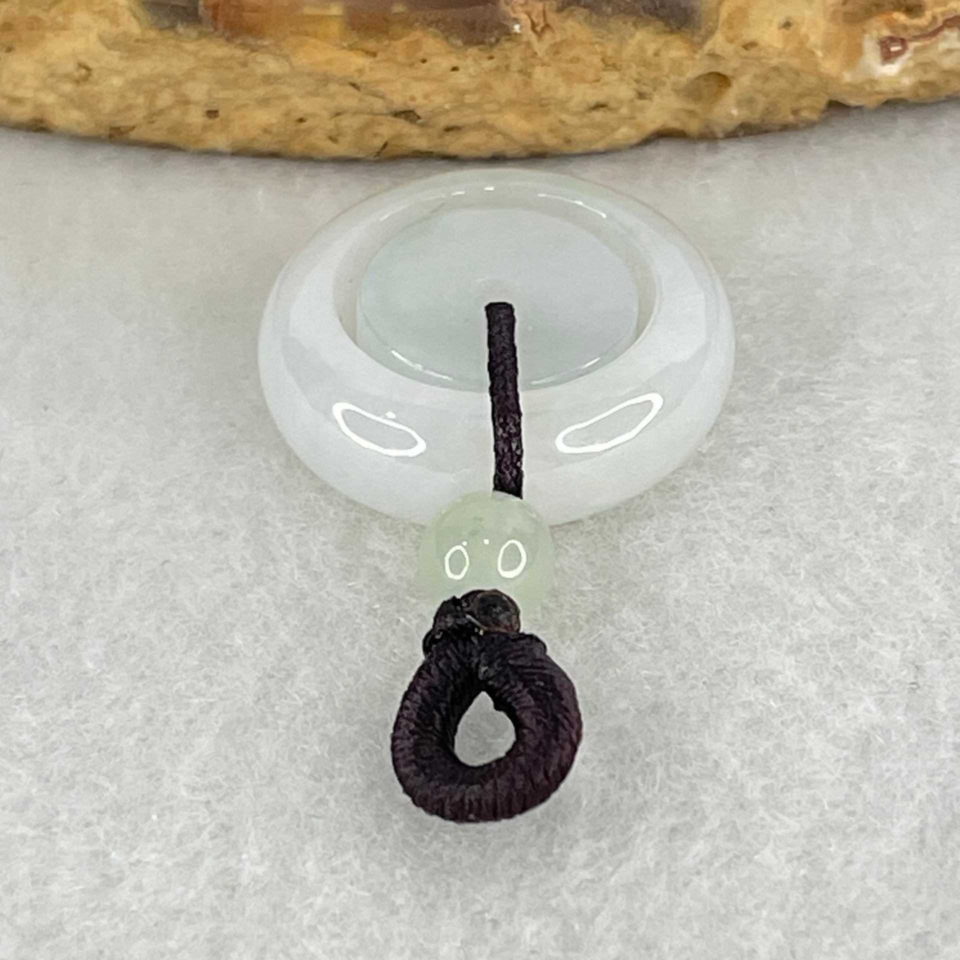Type A Faint Lavender Jadeite Double Ping An Kou Donut Charm Pendant 4.40g 18.3 by 7.0mm - Huangs Jadeite and Jewelry Pte Ltd