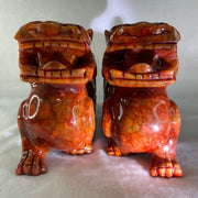 Antique Natural Red Jasper Pixiu Pair Display Total Weight 3,589.0g each about 190.0 by 76.4 by 142.5mm - Huangs Jadeite and Jewelry Pte Ltd