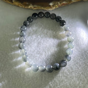 Good Grade Natural Grey Rabbit Hair Rutilated Quartz Beads Bracelet 12.65g 15.5cm 7.3mm 26 Beads - Huangs Jadeite and Jewelry Pte Ltd