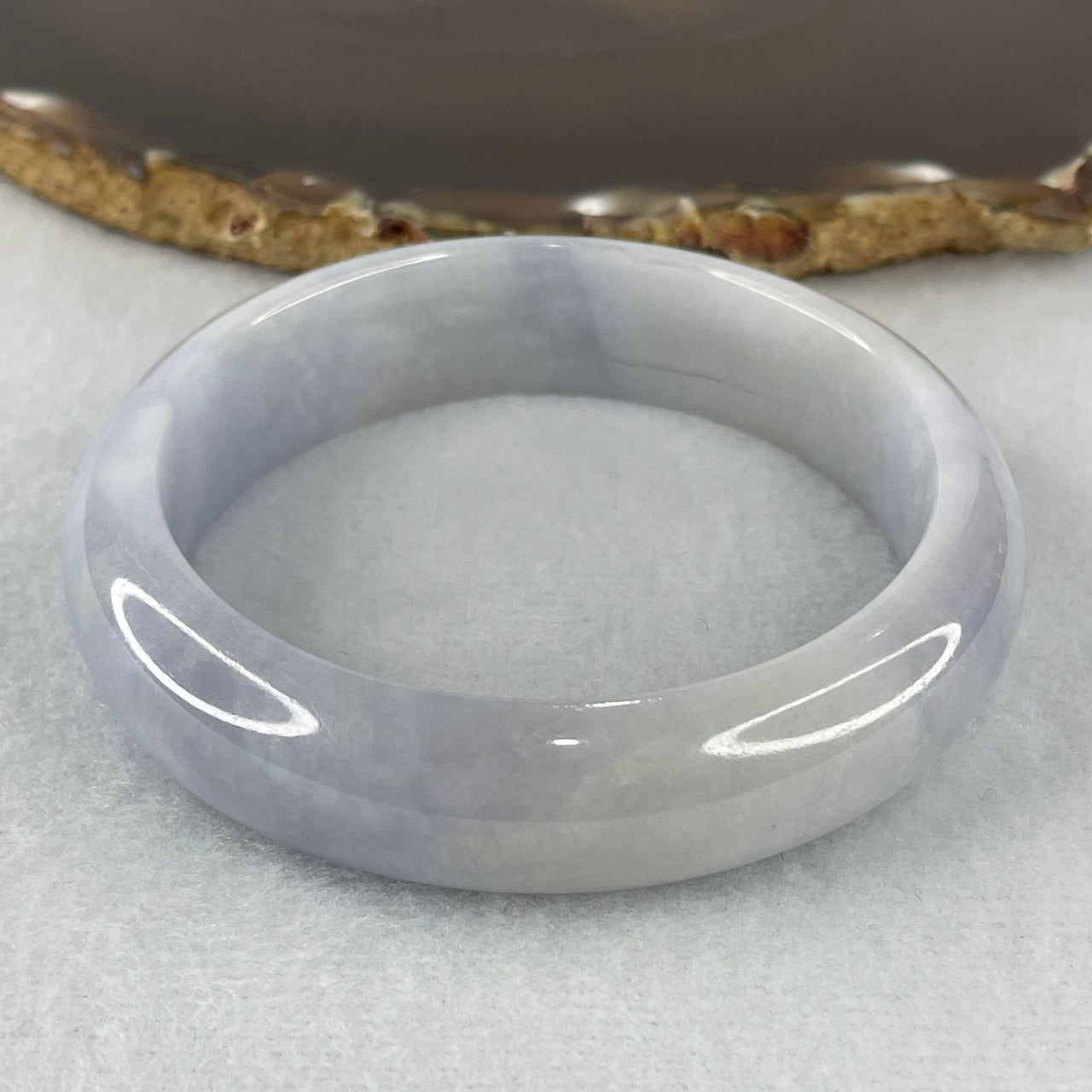 Certified Natural Type A Lavender Jadeite Bangle | Massive Wide-Profile Flat-Inner Court Silhouette | Monumental Myanmar Feicui "Ziluolan" Flawless Royal Violet Crown Armor Bangle (67.09g 15.7x8.6mm  | 56.8mm Inner Diameter | Perfect)