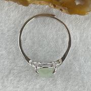 Natural Type A Semi Icy Faint Green Jadeite Oval Shape Cabouchon in S925 Silver Ring (Adjustable Size) 1.38g 9.5 by 7.2 by 3.5mm - Huangs Jadeite and Jewelry Pte Ltd