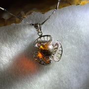 Natural Amber with Cubic Zirconia in S925 Sliver Pendent Necklace 4.04g 7.8mm - Huangs Jadeite and Jewelry Pte Ltd