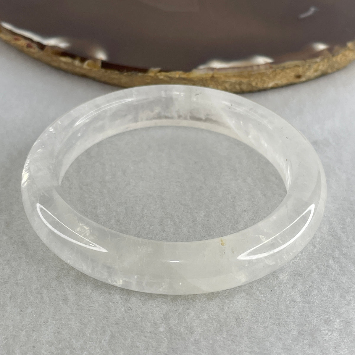 Natural Clear Quartz Bangle |  (42.75g | 55.4mm Inner Diameter | 11.5x8.6mm | Natural Internal Line | Crown Chakra Activation, Divine Light, Mind Clarity & Aura Shield)