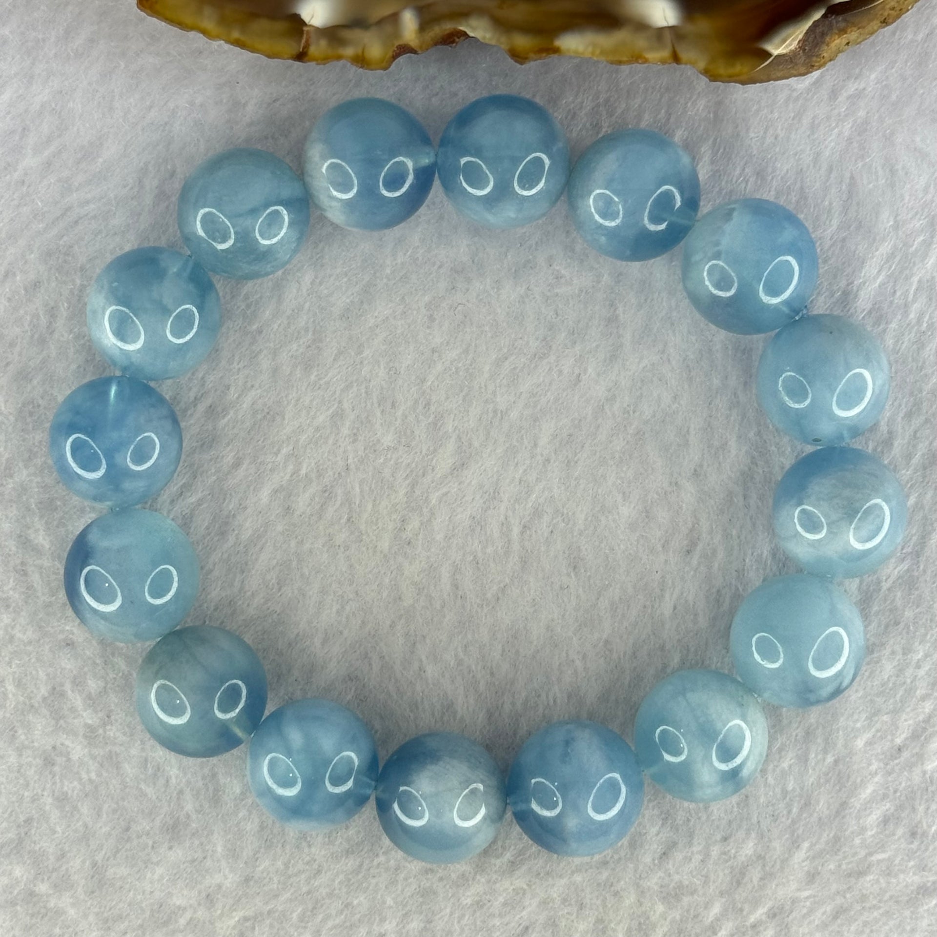 Natural Aquamarine Beads Bracelet 50.83g 18cm 13.2mm 16 Beads - Huangs Jadeite and Jewelry Pte Ltd