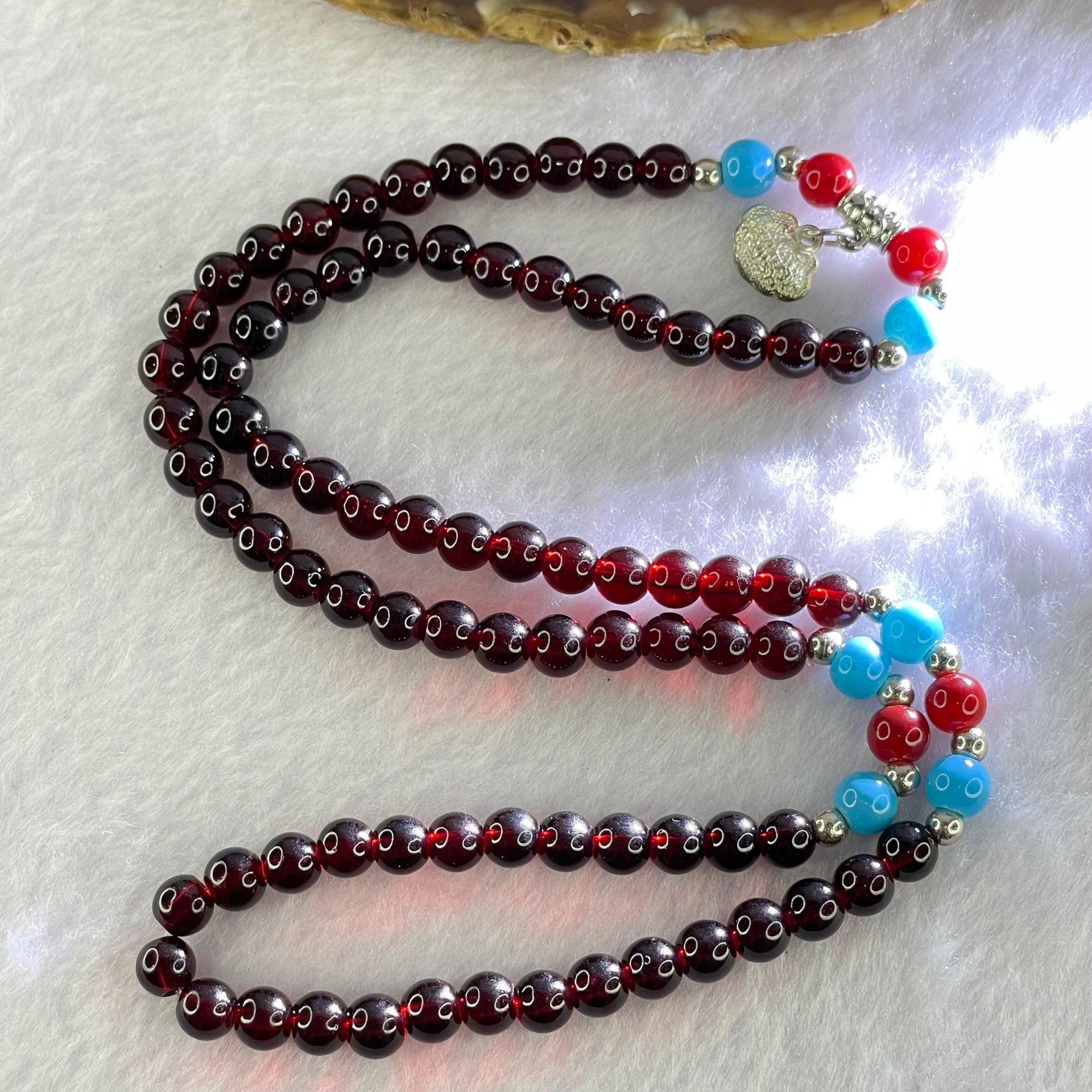 Natural Dark Red Blood Amber Beads Necklace 天然血珀项链 27.79g 54cm 6.4mm 80 Beads - Huangs Jadeite and Jewelry Pte Ltd