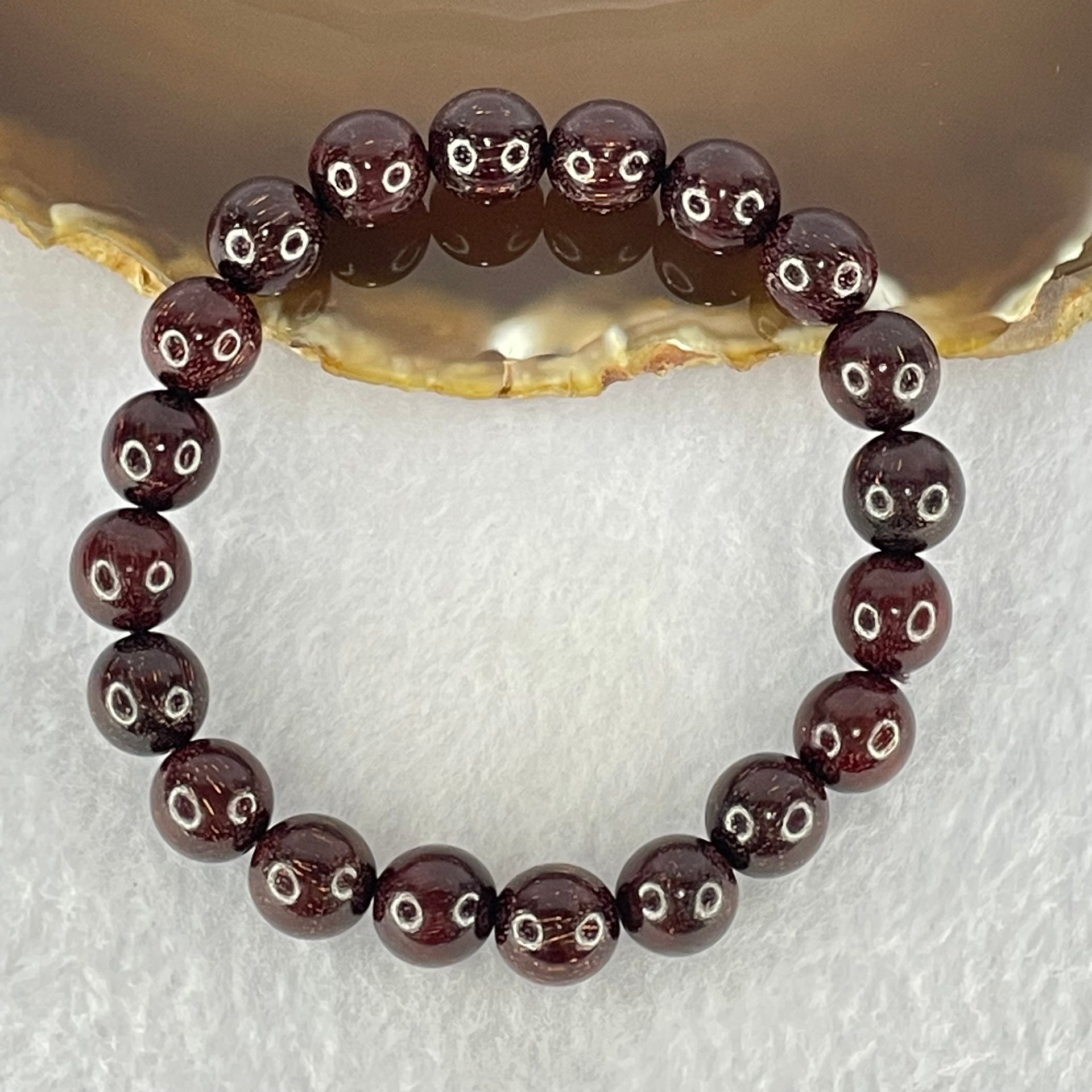 Natural Blood Rosewood Beads Bracelet 天然血檀手链 11.51g 18.5cm 10.5mm 20 Beads - Huangs Jadeite and Jewelry Pte Ltd