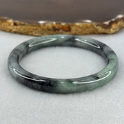 Type A Wuji Grey Black with Light Green Patch Jadeite Bangle Internal Diameter 52.2mm 27.55g 8.0 by 7.0mm - Huangs Jadeite and Jewelry Pte Ltd