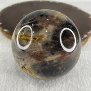 Natural Black Moonstone Ball with Clear Acrylic Display 443.95g 69.0 by 90.0mm - Huangs Jadeite and Jewelry Pte Ltd