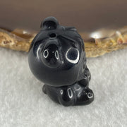 Black Obsidian Labubu Charm Display 15.25g 29.0 by 21.9 by 19.4mm - Huangs Jadeite and Jewelry Pte Ltd