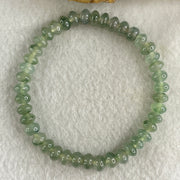 Type A Semi Icy Blueish Green with Green Piao Hua Jadeite Ping An Kou Donut Beads Bracelet 11.40g 14.5cm 6.1mm 42 Beads - Huangs Jadeite and Jewelry Pte Ltd