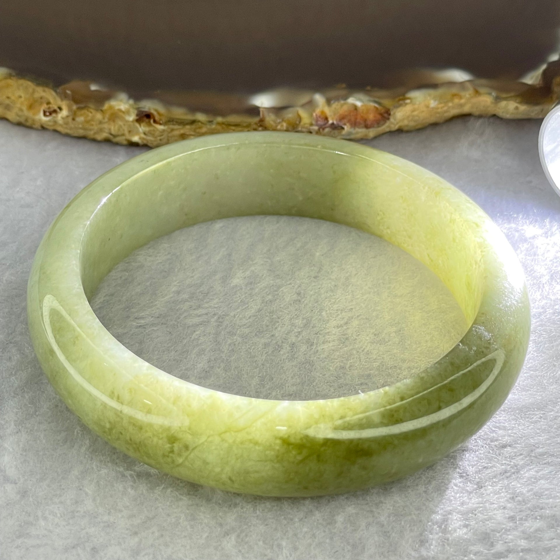 Type A Light Green Jadeite Bangle Internal Diameter 54.5mm 55.80g 14.2 by 8.1mm (Close to Perfect) - Huangs Jadeite and Jewelry Pte Ltd