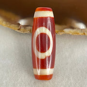 Natural Powerful Tibetan Old Oily Red White Agate One Eye Wood Element Dzi Bead Heavenly Master (Tian Zhu) 一眼木元素天珠 10.00g 38.3 by 12.7mm - Huangs Jadeite and Jewelry Pte Ltd
