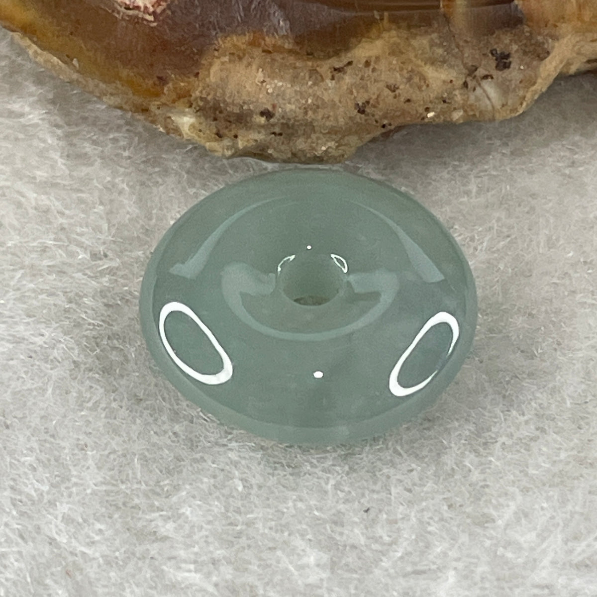 Natural Type A Semi-Icy Blueish-Green Jadeite Ping An Kou Pendant | 14mm Delicate Translucent Jade Peace Disc Talisman (1.67g | 14.0 x 4.4mm) - Huangs Jadeite and Jewelry Pte Ltd