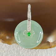 Type A Blueish Green Jadeite Ping An Kou Donut in 18K White Gold AU750 Clasps 4.91g 17.3 by 6.3mm - Huangs Jadeite and Jewelry Pte Ltd