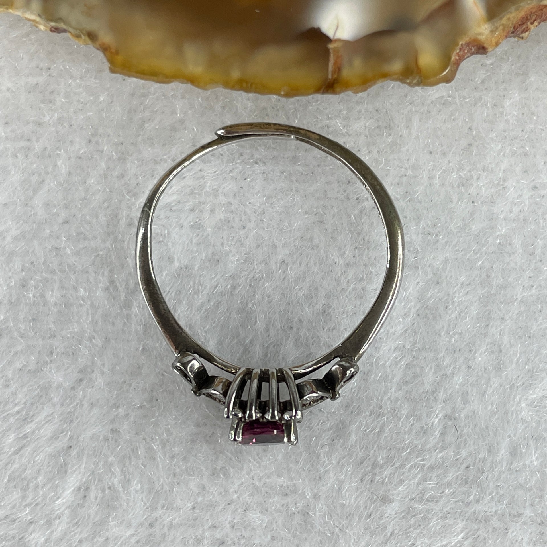 Natural Pink Cubic Zirconia Ring in S925 Sliver 1.53g 5.4 by 4.9 by 3.0mm (Adjustable Size) - Huangs Jadeite and Jewelry Pte Ltd