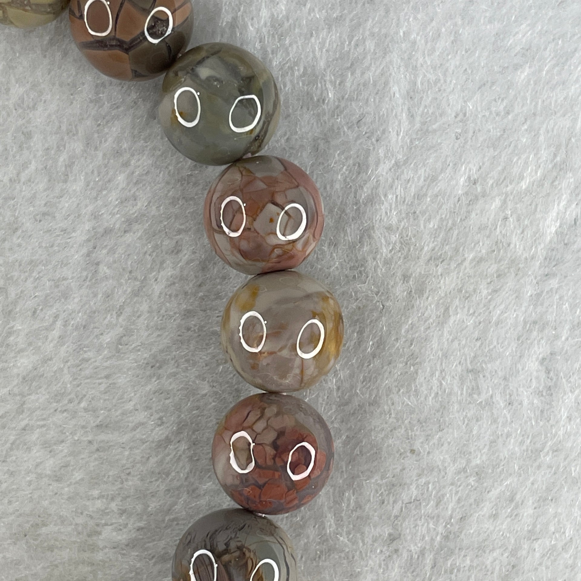 Certified Natural Alashan Agate Greyish Beads Bracelet 21.945g 15.5cm 9.4mm 21Beads - Huangs Jadeite and Jewelry Pte Ltd