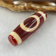 Natural Powerful Tibetan Old Oily Red White Agate One Eye Fire Sign Dzi Bead Heavenly Master (Tian Zhu) 一眼火天珠 9.94g 38.0 by 13.2mm - Huangs Jadeite and Jewelry Pte Ltd