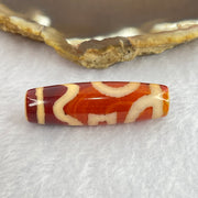 Natural Powerful Tibetan Old Oily Red Orange White Agate Sky Door Serenity 1 Eye Dzi Bead Heavenly Master (Tian Zhu) 一眼天诛 8.14g 38.1 by 11.6mm - Huangs Jadeite and Jewelry Pte Ltd