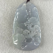 Grandmaster Type A Jelly Full Lavender Jadeite Shan Shui Scenic with Gui Ren Benefactor 85.31g 71.9 by 42.8 by 12.1mm - Huangs Jadeite and Jewelry Pte Ltd